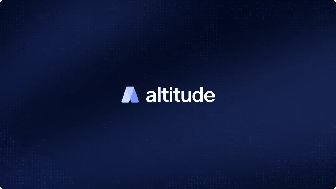 White altitude logo and text on a dark blue background with subtle repeated text pattern.